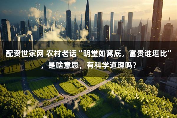 配资世家网 农村老话“明堂如窝底，富贵谁堪比”，是啥意思，有科学道理吗？
